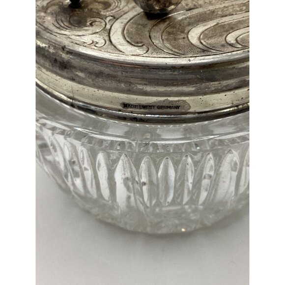 1940-50s Musical Cut Glass Powder Vanity Jar West Germany Silver RARE - Picture 11 of 11